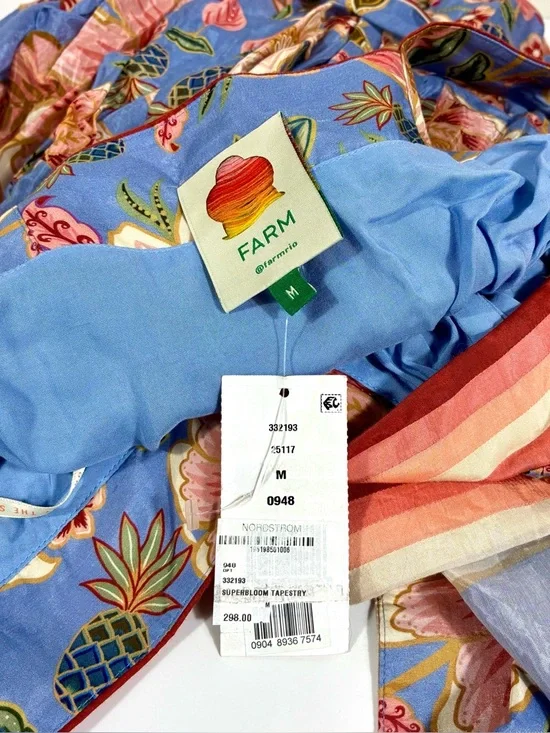 Farm Rio Superbloom Tapestry Cotton Blend Maxi Dress Blue Medium NEW - Picture 5 of 17